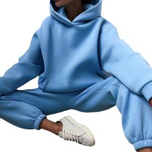 Sudadera con capucha de manga larga para mujer, de color sólido, nueva moda de otoño e invierno, pantalones con cordón, traje de pantalón cómodo para mujer - Product Image 5