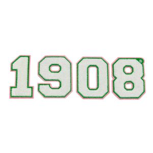 Parche de Chenilla 1908 Verde Rosa Estilo Universitario, Aplique Bordado con Letras, Accesorio de Moda para Ropa, Decoración para Chaqueta - Product Image 1