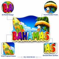 Magnet Kulkas Resin Kustom Bahama 3D Suvenir Perjalanan Pulau Karibia Magnet Kulkas Pantai Tropis Grosir Pabrik