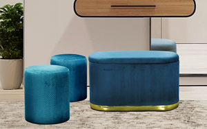 Puf Redondo Portátil Moderno en Oferta, Reposapiés Pequeño de Cuero PU con Base de Metal Dorado para Dormitorio, Apartamento o Entrada - Product Image 2