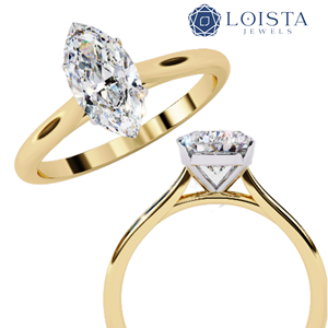 แหวนหมั้นเพชรแท้ทรงมาร์คีส์แพลตตินั่มสำหรับผู้หญิง LOISTA ได้รับการรับรองจาก GIA สี D สไตล์คลาสสิก - Product Image 3