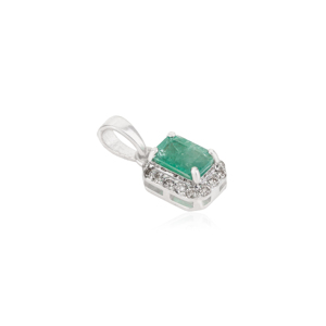 Delicate 925 Sterling Silver 100% Genuine <b>Emerald</b> & Diamond Fine Halo <b>Pendant</b> For Women's Jewelry Accessories - Product Image 3