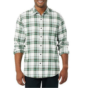 Premium Mens <b>Flannel</b> Shirt Custom Logo Soft Cotton Polyester Plaid Long Sleeve Button Up Casual Shirt - Product Image 1