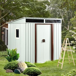 White 6ft X 5ft Outdoor Metal Storage Shed with <b>Window</b> for Pet Gates & <b>Pens</b> - Product Image 3