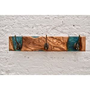 Porte-clés mural artisanal en bois et résine, motif plage océanique, organisateur de vêtements, décoration écologique pour maison de bord de mer - Product Image 4