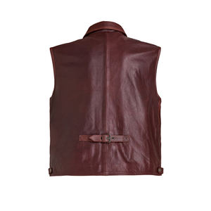 <b>Men's</b> Fashion <b>Leather</b> Vest Genuine <b>Leather</b> <b>Waistcoat</b> Custom Logo Comfortable Breathable Windproof Lightweight - Product Image 2