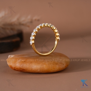 14K Yellow Gold Round Lab Grown Diamond Half Eternity Wedding Band Stackable Shared Prong Anniversary Ring For Women Bridal - Product Image 2