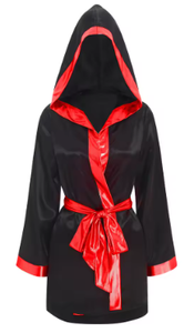 HAWK SPORTS INDUSTRIES Bata Negra Satinada con Ribete Plateado, Ropa de Estar por Casa para Mujer de Poliéster Suave y Duradero para Artes Marciales - Product Image 3