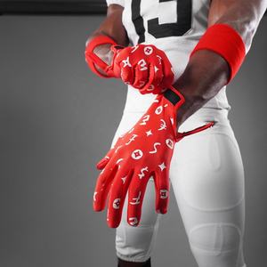 ถุงมือฟุตบอลซิลิโคนพิมพ์ลายคุณภาพสูงขายดี ออกแบบตามทีม ถุงมืออเมริกันฟุตบอลขายส่ง - Product Image 2