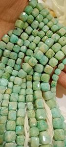 Perles carrées vertes en amazonite naturelle facettée de 9 mm, brin de 14 pouces de long - Product Image 2