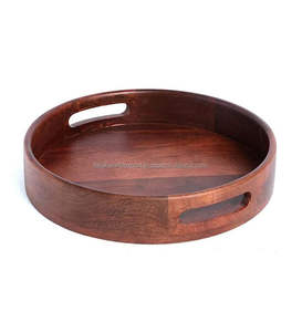 Vente en gros plateau de service multifonction en bois naturel et plateau de service rond en bois de qualité supérieure plateau de service alimentaire Falak World Export - Product Image 5