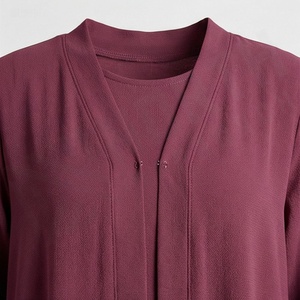 2025 OEM Kimono Abaya pour femmes musulmanes, en tissu polyester épais, doux et très extensible, col en V, manches longues, pour fêtes, Ramadan, mariages - Product Image 4