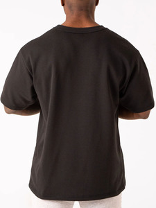 T-shirt noir uni surdimensionné pour homme, coton premium, col rond, manches courtes, coupe ample, streetwear décontracté, tee-shirt basique, doux et respirant - Product Image 2