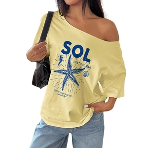 Women Summer Loose Neck Cocktail Fruit Orange <b>Y2K</b> Graphic Oversized T-<b>Shirt</b> - Product Image 1