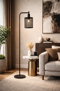 Lámpara de pie industrial de malla, luz de pie moderna, lámpara de lectura de metal negro, decoración minimalista para el hogar, iluminación interior al por mayor - Product Image 3