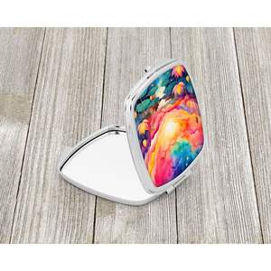 Colorful Lotus Decorative Travel Makeup <b>Mirror</b> Compact Folding Handheld <b>Pocket</b> <b>Mirror</b> for Women and Girls Gift - Product Image 2