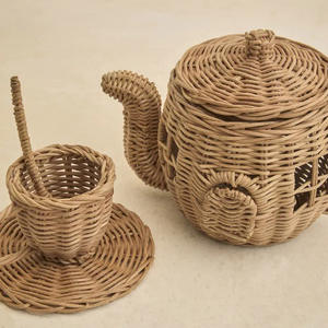 Juguetes más vendidos Tetera de ratán con juego de tazas Juguete de juego de simulación para niños Tazas y teteras - Product Image 5