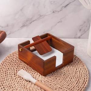 Porta Servilletas de Acacia Natural para Mesa, Dispensador de Servilletas Decorativo, Porta Servilletas para Bebidas, Decoración para Cocina, Hogar y Bar - Product Image 3