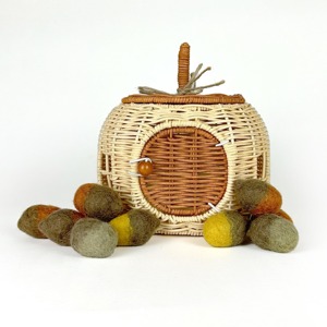 Juguetes para niños, juegos imaginarios y decoración, casa de juegos de madera natural, casas de juegos de ratán tejidas a mano - Product Image 3