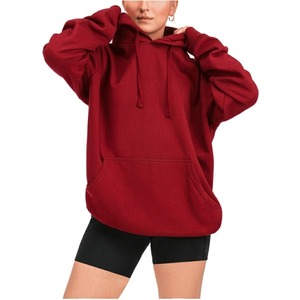 Sudadera con Capucha Roja Extra Grande, Unisex, Informal, de Algodón, Felpa Francesa, con Bolsillo, para Otoño, Estilo Urbano - Product Image 1
