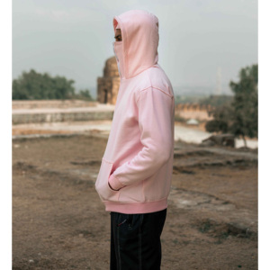 Sudadera con Capucha Unisex Rosa, 100% Algodón, Anti-Pilling, Corte Holgado, Color Sólido, con Cierre, para Invierno - Product Image 4