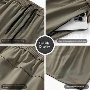 Men's Solid Color Breathable Quick Dry Polyester <b>Knee</b>-Length Bermuda Shorts Drawstring Closure Elastic Waist Casual Outdoor Wear - Product Image 6