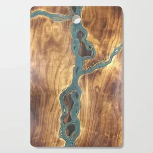 Nouvelle Planche à Découper Rectangulaire Personnalisée en Bois Émaillé, Écologique, Effet Marbre, Moderne et Luxueuse, Unique pour la Maison - Product Image 3