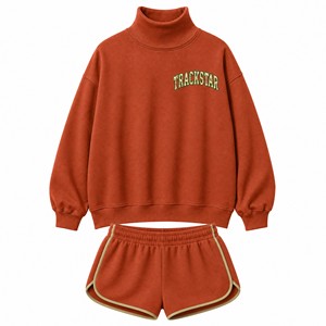 Trackstar Logo <b>Women's</b> Casual Pullover Sweatshirt <b>Shorts</b> Outfit Model TS-SET-075 - Product Image 1