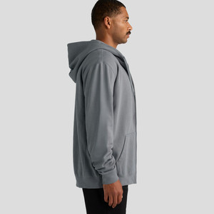 Men's Gray Hooded <b>Zip</b>-Up <b>Hoodie</b> Regular Fit Cotton Fleece Casual Autumn Wear Solid Color Knitted Front <b>Pocket</b> - Product Image 2