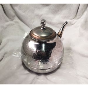Stainless Steel Hammered <b>Tea</b> Kettle With Lid Traditional Heat Resistant Water <b>Pot</b> For <b>Tea</b> Coffee Hot Beverages - Product Image 2