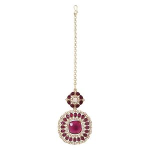 Parure de bijoux indiens plaqués or en alliage avec perles d'imitation, collier et boucles d'oreilles pour femme, design Rani Haar, motif floral, pour mariage - Product Image 4