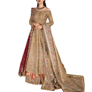 Vestido de Novia Tradicional Pakistaní de Moda, Lehenga Choli de Terciopelo para Fiesta, Venta al por Mayor, Bordado de Lujo, Sin Arrugas - Product Image 1