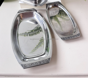 Venta al por mayor de bandejas de servicio de almacenamiento de joyería ovaladas de Metal de estilo nórdico bandeja decorativa de acero inoxidable plato de comida - Product Image 3