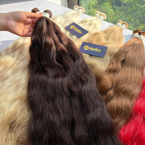 Extensions de cheveux humains vierges vietnamiens double drawn en vrac, lisses, blonds, brun foncé, prêts à la permanente, toutes couleurs - Product Image 2