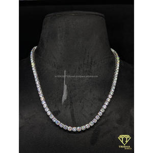 สร้อยคอเทนนิสฮิปฮอปประดับเพชรโมอิสซาไนต์สุดหรู พร้อมตัวเลือกการชุบแบบกำหนดเองในเงินแท้ 925 - Product Image 1