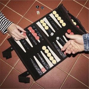 Jeu de backgammon en cuir de qualité supérieure, portable, avec dés, jeu de voyage de luxe fait main pour adultes - Product Image 2