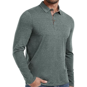 Camisa Polo Clásica para Hombre, Manga Corta o Larga, Cuello con Botones, Color Sólido, Estilo Casual - Product Image 3