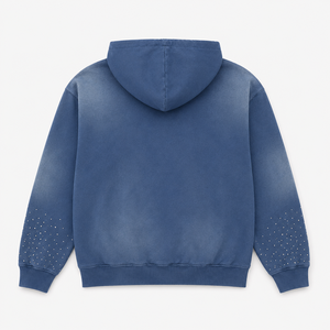 Sudadera con capucha personalizada 2026 de alta calidad, estilo vintage lavado, con cremallera, para hombre, con parche de diamantes de imitación y bordado, estilo urbano, de peso pesado, para invierno, oversize - Product Image 3