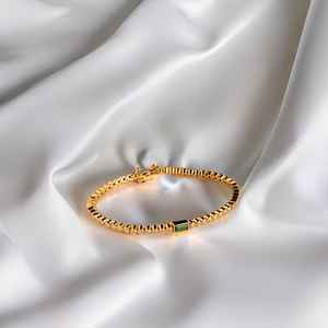 Emerald Baguette Tennis <b>Bracelet</b> Bezel 925 Sterling Silver <b>14K</b> Rose <b>Gold</b> Plated Luxury Vintage Gemstone Jewelry Women Wholesale - Product Image 4
