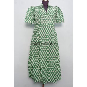 Robes midi moulantes modernes en coton 100% naturel tissé à la main pour femmes, douces, respirantes, écologiques, de haute qualité, à motifs floraux pour tous les jours - Product Image 3