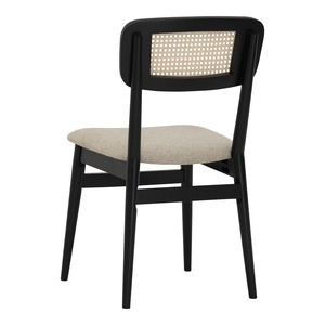 Chaise de salle à manger moderne et durable, style minimaliste du milieu du siècle, avec revêtement en polyester et dossier en rotin, pour la maison, le bureau ou le café – En stock - Product Image 3