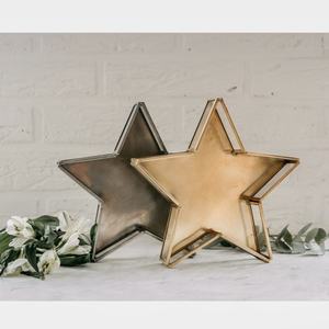 Modern Star Shaped Metal <b>Storage</b> Tray Gold and Silver Finish Minimalist Design for <b>Table</b> Top Decorative Use - Product Image 1