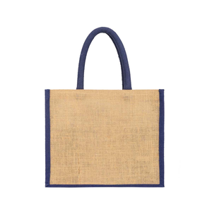 Burlap Shopping <b>Bag</b> <b>Medium</b> Size Top Handle Hand Length Handle Daily Use Floral Butterfly Pattern Blue Purple Yellow - Product Image 3