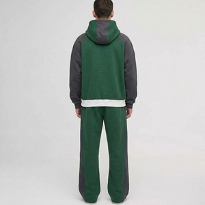 Conjunto de Chándal con Capucha y Bloques de Color Personalizados, Sudadera con Cremallera Completa, Pantalones Anchos de Felpa, Ropa Deportiva Casual de Primera Calidad - Product Image 2