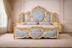 Juego de Muebles de Dormitorio Neoclásicos de Madera de Inspiración Romana, Cama King Size Clásica con Mesitas de Noche, Juego de Dormitorio Personalizado a Medida - Product Image 2