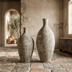 Vase de sol en terre cuite rustique noir Tararear M, pot en argile artisanal, récipient décoratif en grès, vente en gros - Product Image 5
