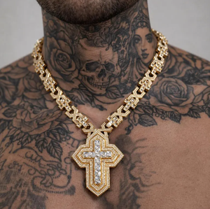 Collier pendentif croix Iced Out en moissanite, chaîne plaquée or, bijoux hip-hop pour homme, idéal pour les soirées - Product Image 2