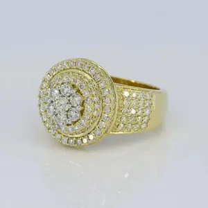 Bague de fiançailles pour homme en argent sterling 925 plaqué or, avec grappe de diamants Moissanite, halo ovale vintage de luxe - Product Image 3