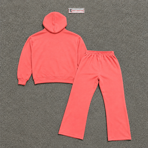 Conjunto Deportivo Personalizado de Felpa Rosa Coral para Hombre, Sudadera con Cremallera Completa y Pantalones Jogger, Ropa Deportiva Casual de Invierno, Venta al Por Mayor, Fabricante OEM - Product Image 6