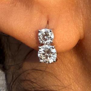 Pendientes de Aro con Diamantes Redondos Brillantes Cultivados en Laboratorio de 2CTW, Oro Sólido de 14K, Certificados por IGI, Joyería Fina de Lujo, Regalo para Mujer, Fiesta - Product Image 2